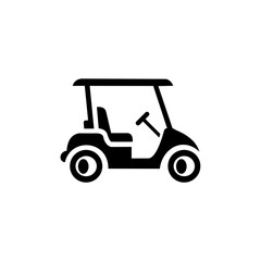 Fototapeta premium Golf Cart Icon – Black Silhouette Electric Vehicle Symbol for Transport or Sports