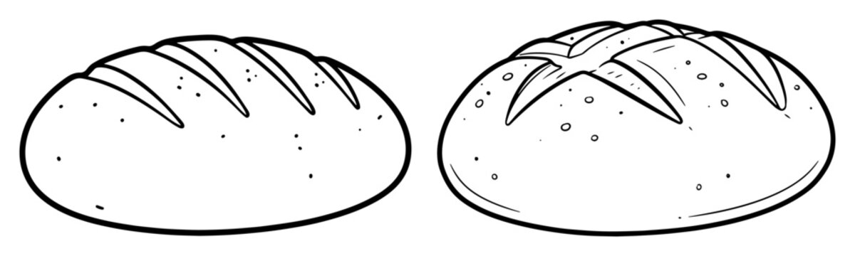 loaves of bread outline vector drawing