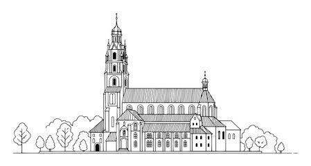 Fototapeta premium historic cathedral building outline vector