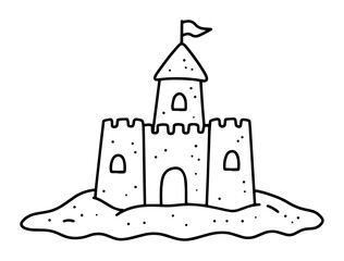 sandcastle beach cartoon icon child style drawing
