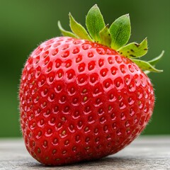 Single ripe red strawberry close up