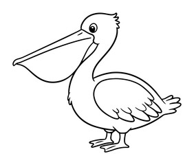 pelican bird cartoon with big beak child style drawing