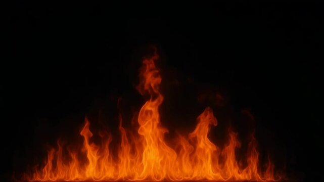 Llama roja, fuego abstracto sobre fondo negro, video para dise&ntilde;o

