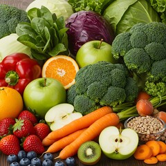 Fresh fruits and vegetables healthy eating concept