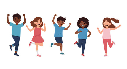 Obraz premium Diverse Group of Children Jumping and Cheering with Joy