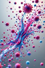 Obraz premium An artistic depiction of disease transmission through fluid particle dynamics.