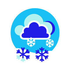 Snow weather icon, blue and white, for app design