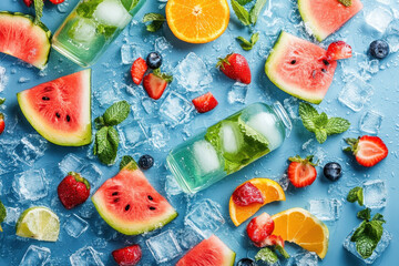 Summer Refreshment with Fruits and Ice