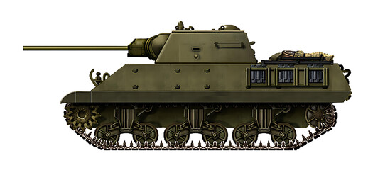 Alternative M10 Wolverine tank with a turret from the T-34-57 tank © Tikros