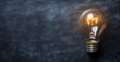 A light bulb is lit up on a blue background