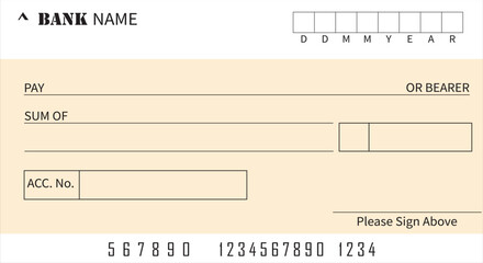 Blank check design template vector illustration