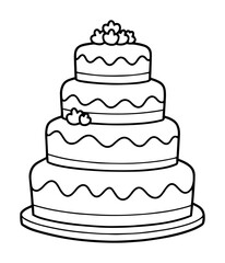 wedding cake outline - tiered romantic dessert vector