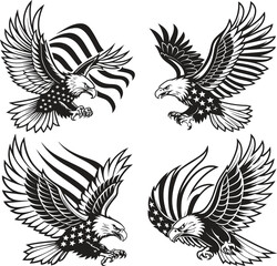 Eagle silhouette. Flying bird silhouette