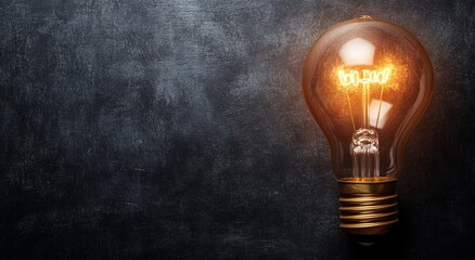 A light bulb is lit up on a blue background