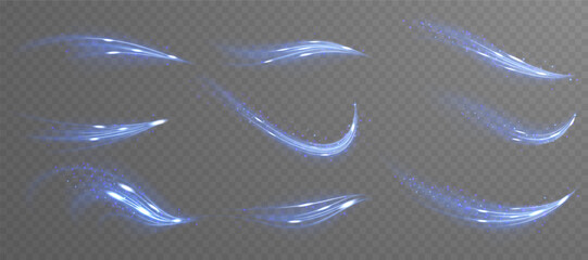 Cold air stream glows on transparent composition layer. Neon speed curves evoke futuristic energy effect. Fresh air overlay suits hygiene and cooling concepts. Magic swirl glows in high-speed rotation © Максим Славов