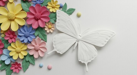Butterfly and Flowers Arrangement