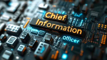 Fototapeta na wymiar Chief Information Officer Role in Executive Technology and Network Security Illustration