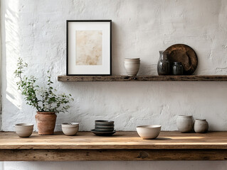 frames mockup in contemporary rustic kitchenmage