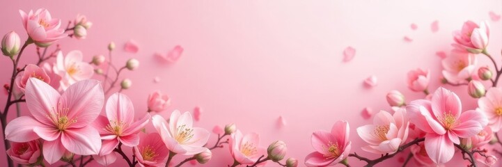 Soft pink heritage floral scene, pastel accents , aesthetic, tender