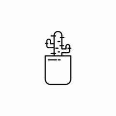 pot cactus plant icon sign vector