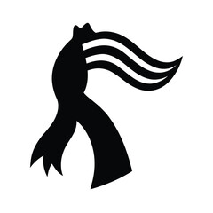 Abstract Ribbon Silhouette with Three Stripes Design