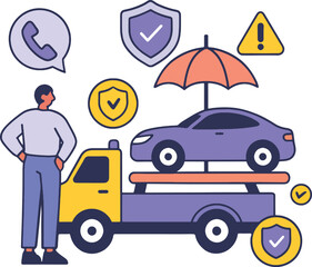 Car Insurance Vector Illustration on White Background.