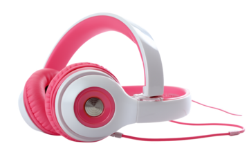 Pink And White Headphones On Transparent Background