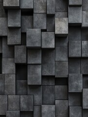 Monochromatic Cube Symphony: A Textured Geometric Dance of Abstract Blocks in a Modern, Three-Dimensional Design, Perfect for Backgrounds and Decorative Art.