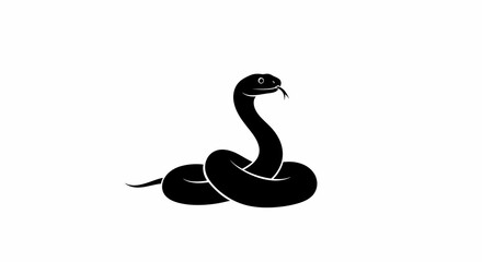 Elegant Black Snake Silhouette Vector Illustration of a Coiled Serpent