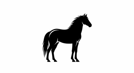 Majestic Black Horse Silhouette Elegant Equine Vector Illustration