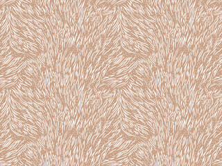 Seamless abstract pattern with organic fur-like texture or zebra stripes in brown tones. Print for textiles, wallpaper, packaging,  background in modern designs, stylish and artistic projects.