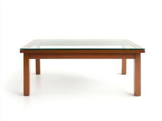 Elegant Glass Top Table: A Modern Fusion of Wood and Glass, Perfect for Contemporary Interiors and Minimalist Spaces. Captivating Clean Lines and Simplicity.