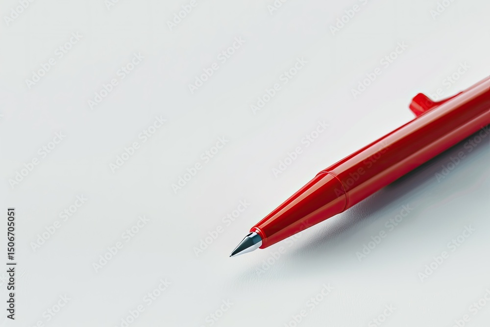 Poster ultra quality image of 3d rendering of red pen with paper