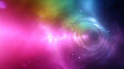 Fototapeta premium Colorful vortex in a cosmic landscape with glowing lights and swirling patterns