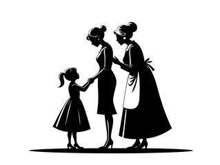 Three Generations of Women Silhouette
