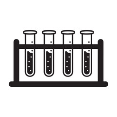 Glass test tubes with liquid for chemistry and medical research experiments in a science laboratory