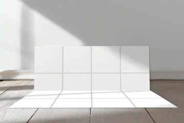 Fototapeta premium Postcard Design Mock-Up Set Against a Modern Wall 