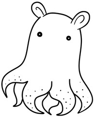 Cartoon Dumbo Octopus Vector Outline Drawing