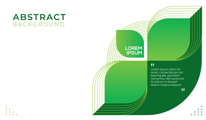Green Abstract Geometric Background with Curved Lines and Stylized Leaf. Modern Layout for Sustainability or Corporate Presentation. Vector template