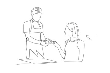 Contactless payment concept one-line drawing