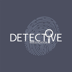 Detective. Logo, emblem. Private investigation. Design of poster, private detective business card.