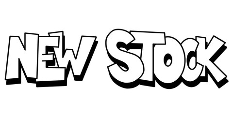 new stock sign for shop isolated letters art in black and white