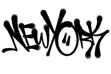 NEWYORK city name sprayed graffiti letters isolated style in black
