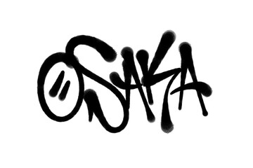 OSAKA city name sprayed graffiti letters isolated in black