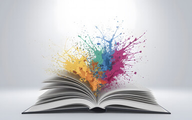 Open Book Exploding with Colors Symbolizing Creativity