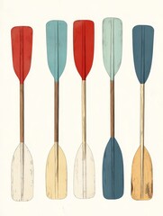 A Quintet of Oars: A Symphony of Colors and Textures for Rowing, Boating, and Nautical Adventures on Water, Perfect for Sport and Leisure Travel