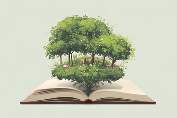 A Lush Forest Emerges from an Open Book