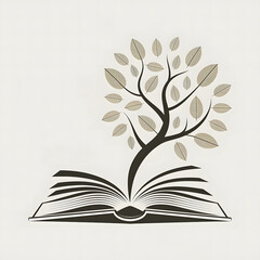 Open Book with a Tree of Knowledge Symbol