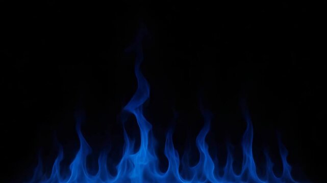 Fuego azul sobre fondo abstracto negro, video para dise&ntilde;o

