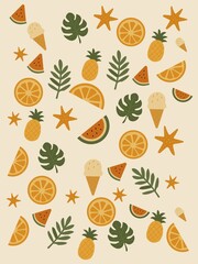 seamless summer pattern with autumn leaves